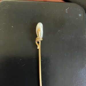 Gold Snake Stick Pin with Pearl